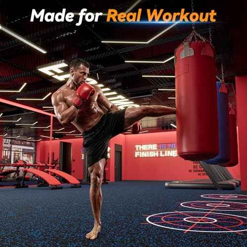 SUPERJARE 1" Extra-Thick Rubber Top Exercise Mat, Gym Flooring for Home Gym - size: 24 Tiles (96 Sq Ft)