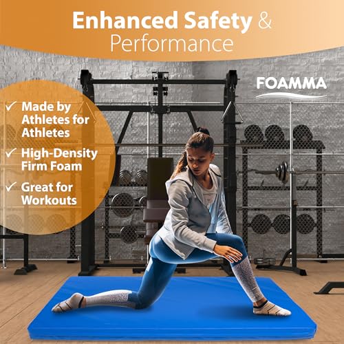 Foamma Gymnastics Mat, 4" x 4 ft x 6 ft, Blue, High-Density Landing Mat with Waterproof Cover, Ideal for Wrestling, Tumbling, Kids & Adults – Gymnastics Equipment for Indoor & Outdoor Use - size: 4ft x 6ft, style: 4" Thickness