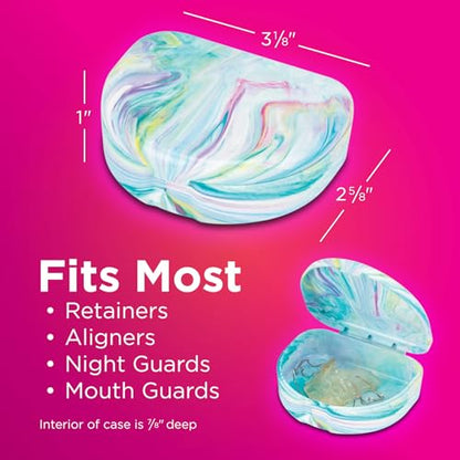 Practicon Marble Retainer Cases, Orthodontic Aligner Case, Mouth Guard Holder (3 Pack) (Mermaid) - color: Mermaid