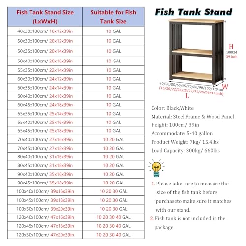 Fish Tank Stand,Multi-Tier Steel Fish Tank Stand for 12-20" Aquariums, Adjustable Storage Shelf & Reptile Rack, Durable Cabinet for Home/Office Use, Terrarium Table Organizer