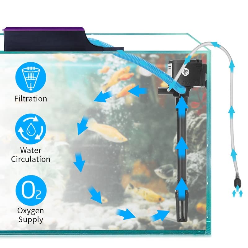 Submersible Sump Pump Three-in-one Aquarium Water Pump 220-240V Aquarium 12W-40W Suction Cup Aerator Aquarium Equipment Oxygen Pump Multifunctional Water Pump Transfer Pump ( Color : HX1380L 25w )