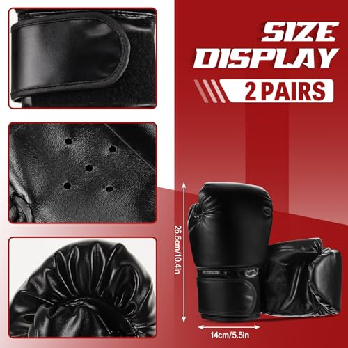Foilswirl 2 Pairs Boxing Gloves and Punching Mitts Set - color: Red & Black