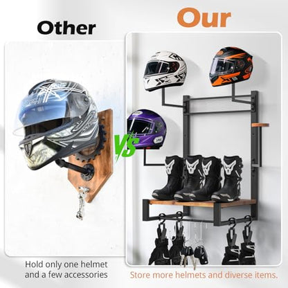 TheElves Motorcycle Helmet Wall Mount Rack with 4 Holders