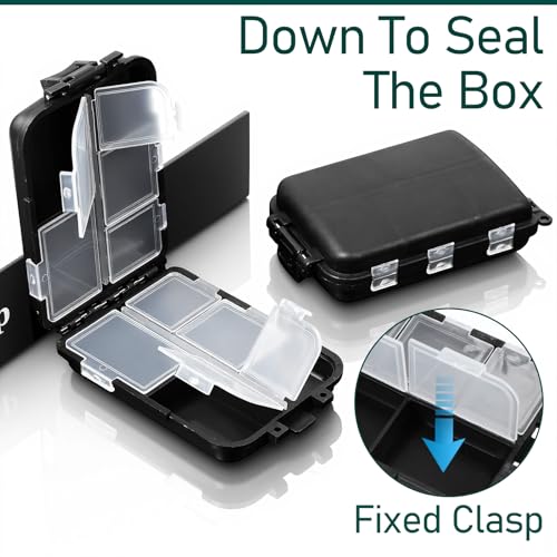4pcs Pocket Tackle Box, Mini Hard Plastic Tackle Boxes, Small Fishing Tackles Box for Fishing Storage Containers, Kayak Fly Boxes Black