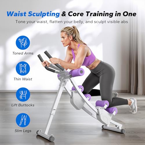 MERACH Ab Machine, Adjustable Ab Trainer Machine - color: white&purplr, size: large