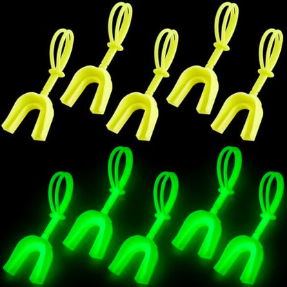 Dunzy 10 Pcs Football Mouth Guard with Strap - color: Glowing Yellow, size: Adult