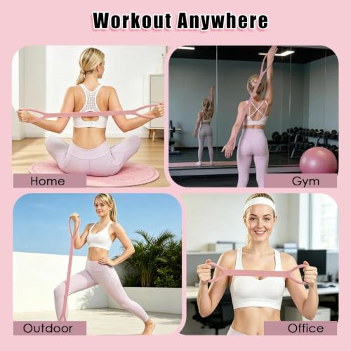 Figure 8 Resistance Bands with Handles,Silicone Exercise Band Set | Upgraded 8-Shaped Stretch Bands for Women Home Working Out Arms Back Legs Pilates Yoga Physical Therapy Multi Packs - color: Extended Version: 3Pcs 15Lb & 25Lb & 35Lb