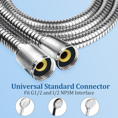 FEELSO 71 Inches Stainless Steel Shower Hose, Extra Long Replacement Hose for Handheld Shower Head with Brass Insert and Nut, Flexible and Durable Shower Hose Extension for RV and Bathroom - color: Silver