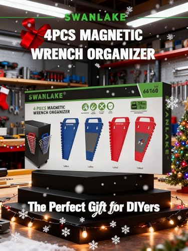 SWANLAKE Magnetic Wrench Organizer Toolbox Holder, 4-Pack SAE (1/4'' to 1-1/16''), Metric (6mm to 27mm) Wrench Organizers, Total Hold 60 Slots Ratchet Holders for Tool Box - style: 60-Slot