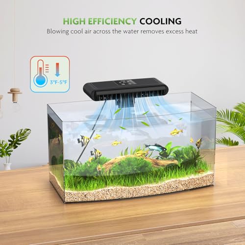 Aquarium Chiller Fan, Ultra-Quiet Fish Tank Cooling Fans, 3 Speed Modes Aquarium Cooler, Water Chiller for Axolotl Tank Accessories Freshwater Saltwater Tanks, 6.4W