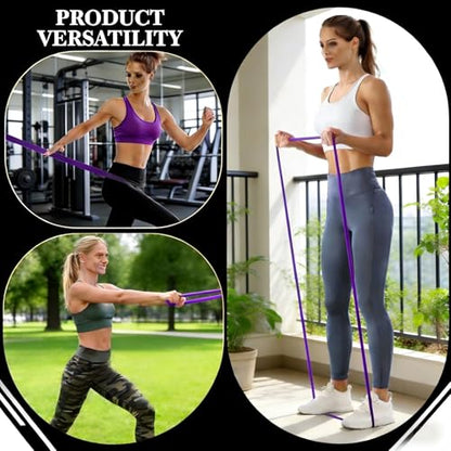 16-Pcs Resistance Bands Set - Premium Elastic Workout Bands for Home Gym, Strength Training, Yoga & Physical Therapy - color: purple（40-90lbs）