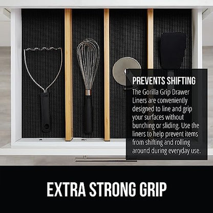 GORILLA GRIP powerGRIP Drawer Shelf and Cabinet Liner, Thick Strong Hold, Non-Adhesive Liners Protect Kitchen Cabinets and Cupboard, Bathroom Drawers, Easy Install, Breathable Mat, 12" x20', Black - color: Black, style: 12" x 20'