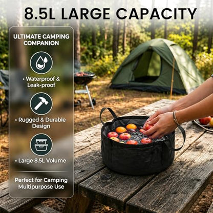 Multiple Foldable Wash Basin Sink Water Bag Portable Mini 8.5L for Footbath Camping Hiking Outdoor Durable Design