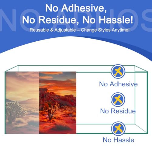 Aquarium Background & Terrarium Background – Ultra HD Static Cling, Tape-Free, Desert Sunset Design for Reptile Tank Decorations, Perfect for Bearded Dragon and Leopard Gecko Tanks 23.6 X 70.8 Inches - size: 23.6 X 70.8 Inches