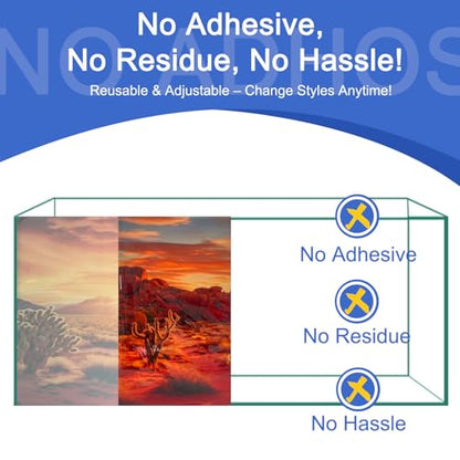 Aquarium Background & Terrarium Background – Ultra HD Static Cling, Tape-Free, Desert Sunset Design for Reptile Tank Decorations, Perfect for Bearded Dragon and Leopard Gecko Tanks 23.6 X 70.8 Inches - size: 23.6 X 70.8 Inches
