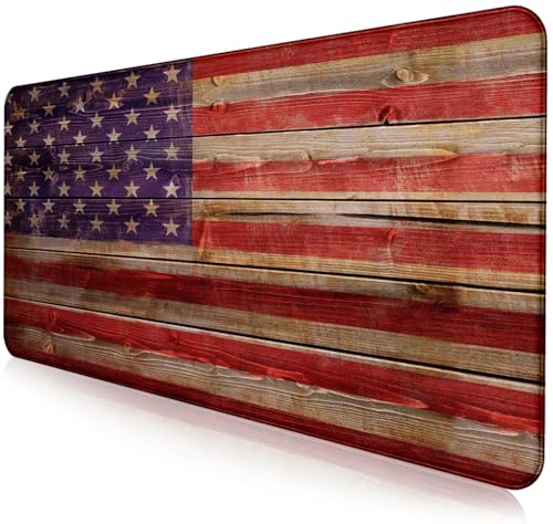 American Flag Gaming Mouse Pad, Suitable for Office and Study Keyboard Pads | The Surface Of The Mouse Pad Is Designed With Fiber Woven Material, And The Base Is Made Of Natural Anti Slip Rubber. - color: Wood Grain American Flag