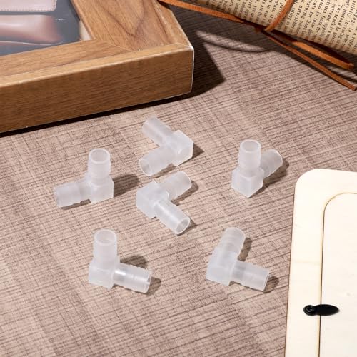 6 PCS 3/8” Hose Id 90 Degree Elbow Barb Fitting, Plastic Hose Barb 90 Degree Elbow L Fitting 2 Way Equal Barbed Joint Splicer Mender Union Adapter for Boat Aquarium