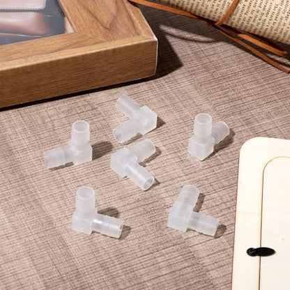 6 PCS 3/8” Hose Id 90 Degree Elbow Barb Fitting, Plastic Hose Barb 90 Degree Elbow L Fitting 2 Way Equal Barbed Joint Splicer Mender Union Adapter for Boat Aquarium