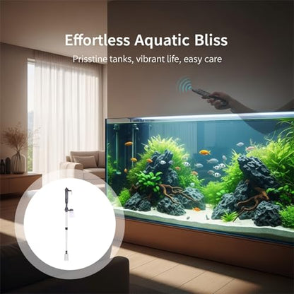 9-Piece Aquarium Gravel Cleaner Electric, Automatic Fish Tank Water Changer with US Adapter, Sand Washer Siphon, Mesh Bag, 22-32.3 in Adjustable Tube, 3 Modes