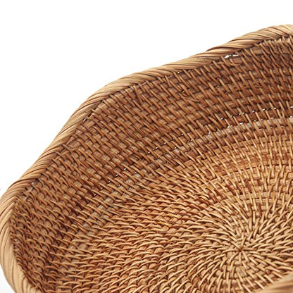 Rattan Bread Baskets Round Woven Fruit Bowls Key Holders Stackable for Storage, Snack, Fruit, Vegetable Natural Set of 3