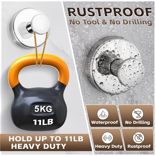 Suction Cup Hooks for Shower,Stainless Steel Towel Hooks No Drill - color: Polished Chrome