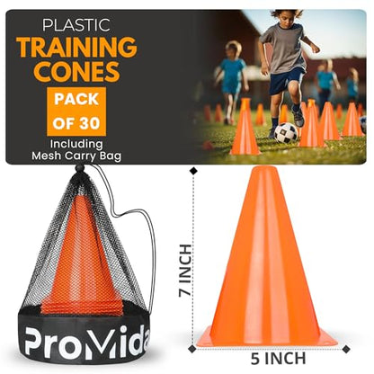 7 Inch (15/30 PCs) Soccer Cones for Training Kids with Mesh Bag - Small Traffic Cones for Sports Training - Flexible Conos for Soccer Practice, Basketball & Football Drills Equipment - style: Orange - 30 Pack
