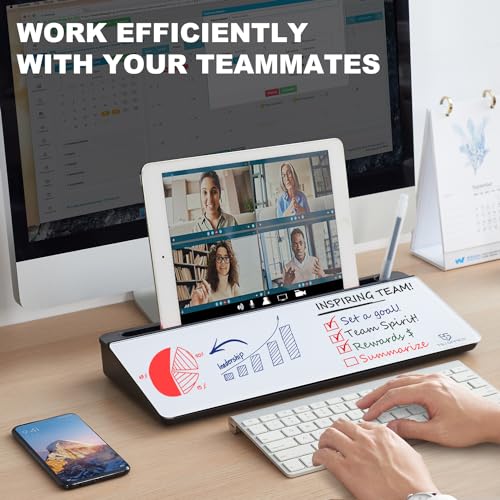 Desktop Whiteboard Dry-Erase-Board - Computer Keyboard Stand White Board Surface Pad with Drawer, Desk Organizers with Accessories for Office, Home, School Supplies - Black - color: Black