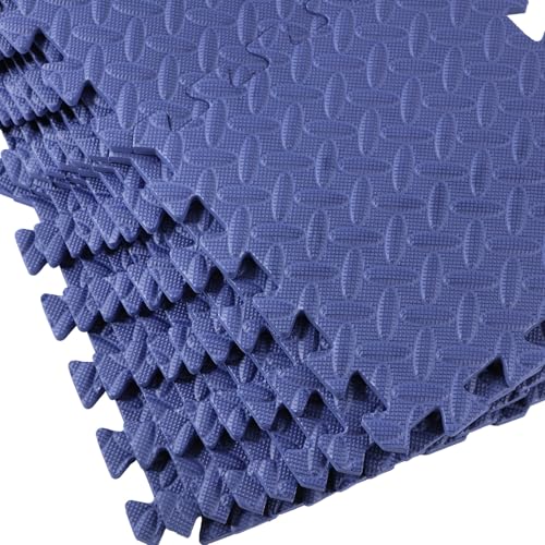 Shihanee 16 Foam Floor Interlocking Tiles, 11.8 x 11.8 Inch, Navy Blue - color: Navy Blue
