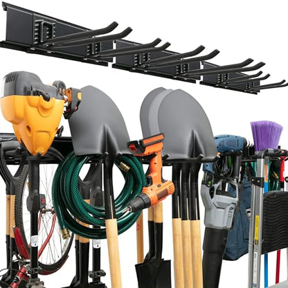 TIDYME Garage Tool Organizer Wall Mount, 48", 3 Racks 6 Hooks, 300 lbs - size: 48" Carbon Steel with 3 Racks & 6 Hooks