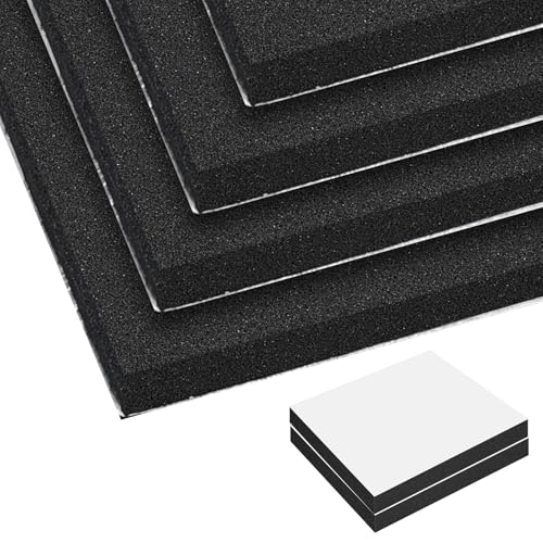 8 Pcs Adhesive Foam Padding Sheets 4” X 4” X 1/8”/3mm Thick,Black Closed Cell CR Foam Pads Anti-Slip,Neoprene Rubber Pad Self Stick for Furniture Protection,Containers,Halloween Decor,