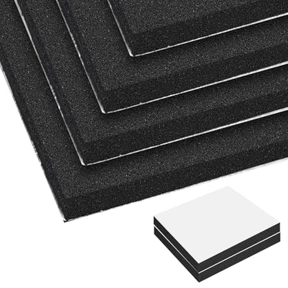 8 Pcs Adhesive Foam Padding Sheets 4” X 4” X 1/8”/3mm Thick,Black Closed Cell CR Foam Pads Anti-Slip,Neoprene Rubber Pad Self Stick for Furniture Protection,Containers,Halloween Decor,