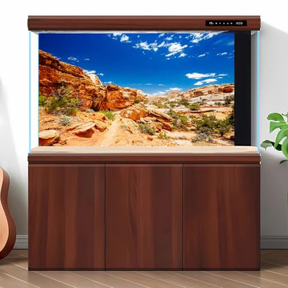 Desert Reptile Tank Background Blue Sky Rock Boulders Terrarium Background Desert Landscape Fish Terrarium Backgrounds Rocky Bush Reptile Enclosure Dragon BeardedTank Backdrop 48x24in