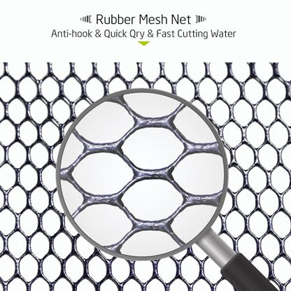 Maykay Carbon Telescopic Fishing Net with Long Handle up-to14ft – Lightweight Rubber Landing Net for High Docks, Piers, Boats, Coastal & Jetty, Collapsible with Carrying Bag