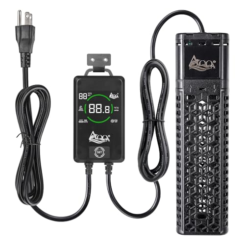 AQQA 500W Aquarium Heater for 53-80 Gallon, Dual Quartz Submersible Fish Tank Heater with Digital Controller, 59-93°F Adjustable Temp, Dry Burn & Overheat Protection – for Freshwater & Saltwater - size: 500W for 53 to 80 Gallon