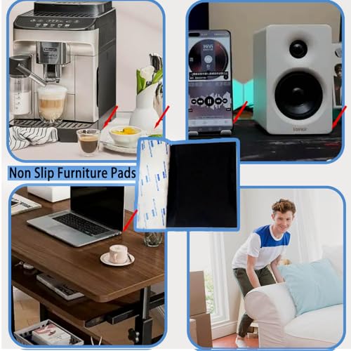 Non Slip Furniture Pads, Anti-Sliding Silicone Pads with Sticky Backing Self Anti-Scratch Adhesive Cuttable Rubber Floor Protectors for Any Furniture and Appliances (Black,40"x5"x0.04") - size: 40"x5"x0.04"