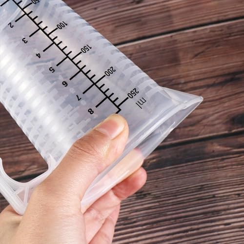 Measuring Cup With Lid,Plastic Measuring Cups,ML measuring cup for liquid,With Handle,Measuring Cup with 2 Scales (OZ, ML) and V-Shaped Spout, Easy to Read,250ml