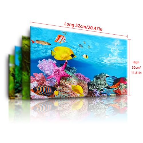 Double Sided Fish Tank Background 12 x 20 Inches for Fish Tanks Aquarium Backgrounds Decorative Poster Paper Sticker Waterproof Fish Tank Wallpaper