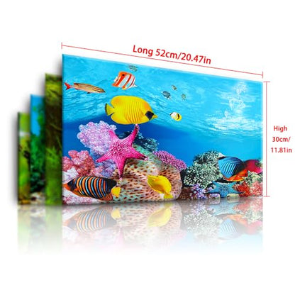 Double Sided Fish Tank Background 12 x 20 Inches for Fish Tanks Aquarium Backgrounds Decorative Poster Paper Sticker Waterproof Fish Tank Wallpaper