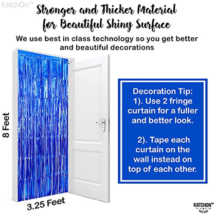 KatchOn Xtralarge Blue Fringe Backdrop - 8x3.2 Feet, Pack of 2 | Blue Streamers, Ocean Decorations | Under The Sea Party Decorations