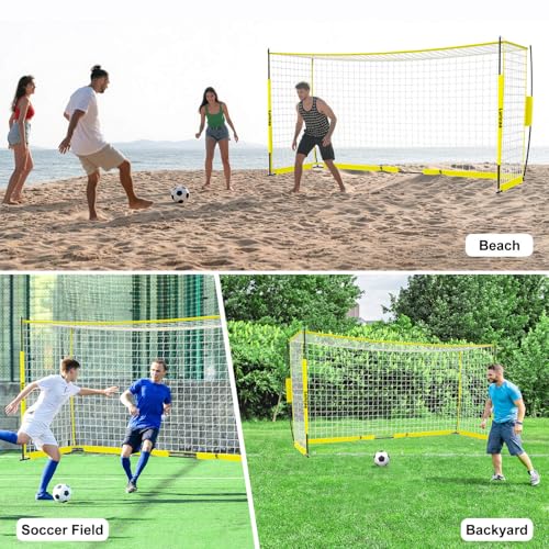 Soccer Goal 12×6 ft /16×7 ft Portable Soccer Goals Net for Backyard - color: 12×6FT Yellow