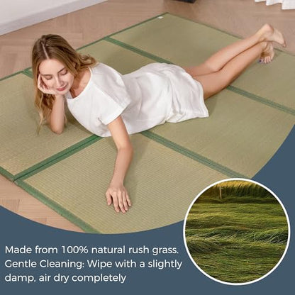 MAXYOYO Japanese Tatami Mat, Rush Grass Portable Folding Mat 79"x60"x0.47" - size: 79"L x 60"W x 0.5"Th