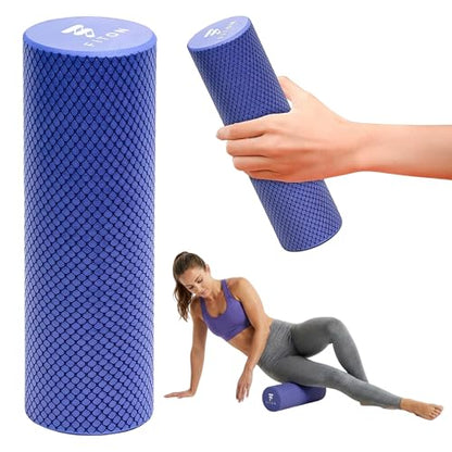 FitOn Travel Size Foam Roller for Muscle Recovery, Fitness & Home Exercise | High-Density EVA Foam With Textured Grip For Back, Neck And Leg Relief, Ideal For Workouts, Yoga, and Travel Use, Purple