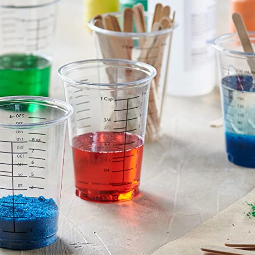 GUSTO 10 oz Clear Plastic Measuring Cups [50 Count] Disposable Multipurpose Cups for Baking, Cooking, Resin & Mixing (Formerly Comfy Package)
