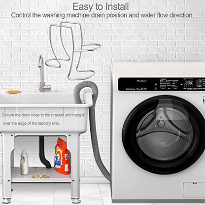 304 Stainless Steel Washer Drain Hose Holder, Adjustable Clamp Hook, Fits All Tub Hose
