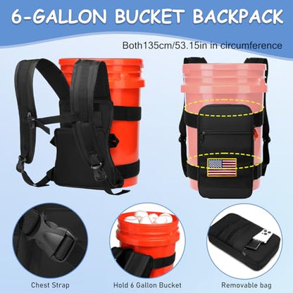 Utility Bucket Backpack 6 Gallon Bucket Backpack Strap for Fishing, Hunting, Apple Picking (only Backpack) - color: Brown