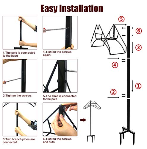 Freestanding Garden Hose Holder Hanger, Heavy Duty Metal Water Hose Reel Storage Stand Rack for Yard Lawn, Bright Black (Hose not Included) - color: Nozzle