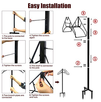 Freestanding Garden Hose Holder Hanger, Heavy Duty Metal Water Hose Reel Storage Stand Rack for Yard Lawn, Bright Black (Hose not Included) - color: Nozzle