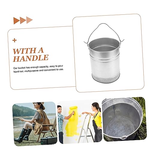 PRETYZOOM Thickened Iron Bucket Multi-Purpose Water Paint Fishing Bucket Large Capacity Handheld for Home Dorm Kitchen