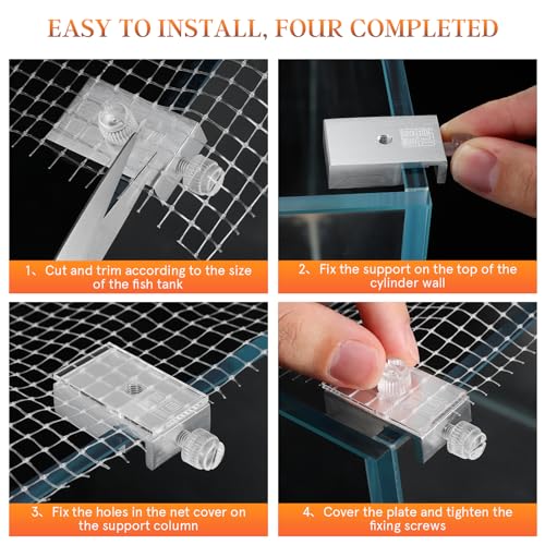 ibasenice Fish Tank Anti-Escaping Net Mesh Cover with 5 Brackets 27.55X20.86In Breathable Aquarium Mesh Cover Practical Escape-Proof Fish Tank Netting Lid