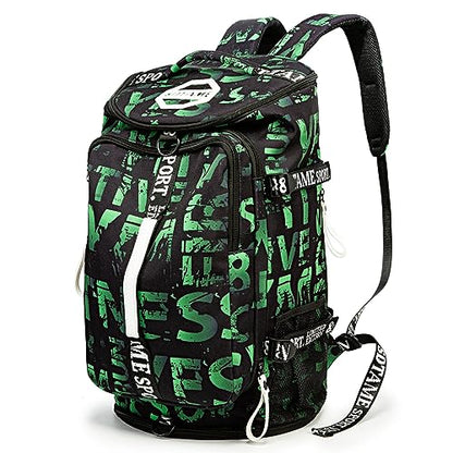 SDTAME Gym Duffel Backpack with Shoe Pocket & Laptop Sleeve - color: Green